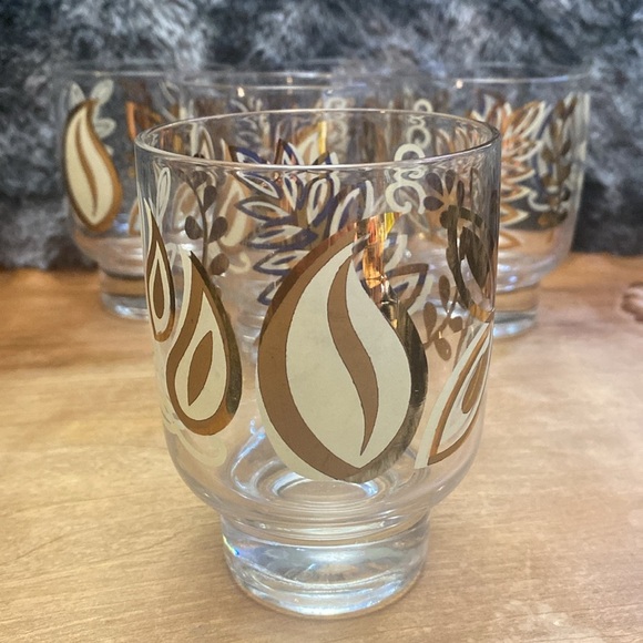 MCM gold butterfly glasses. Set of 5 - Picture 3 of 16